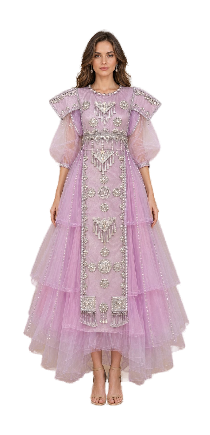 Lavender layered complete embroidered AETHNO dress