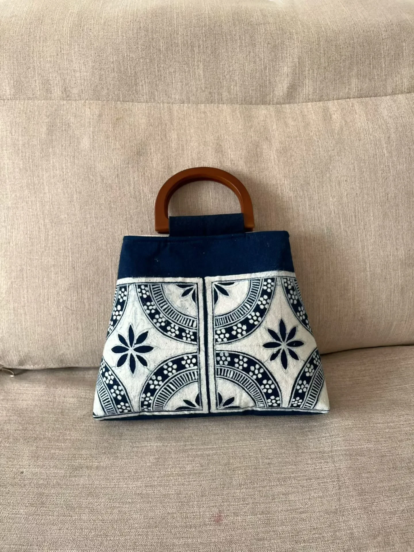Real indigo batik floral geometry