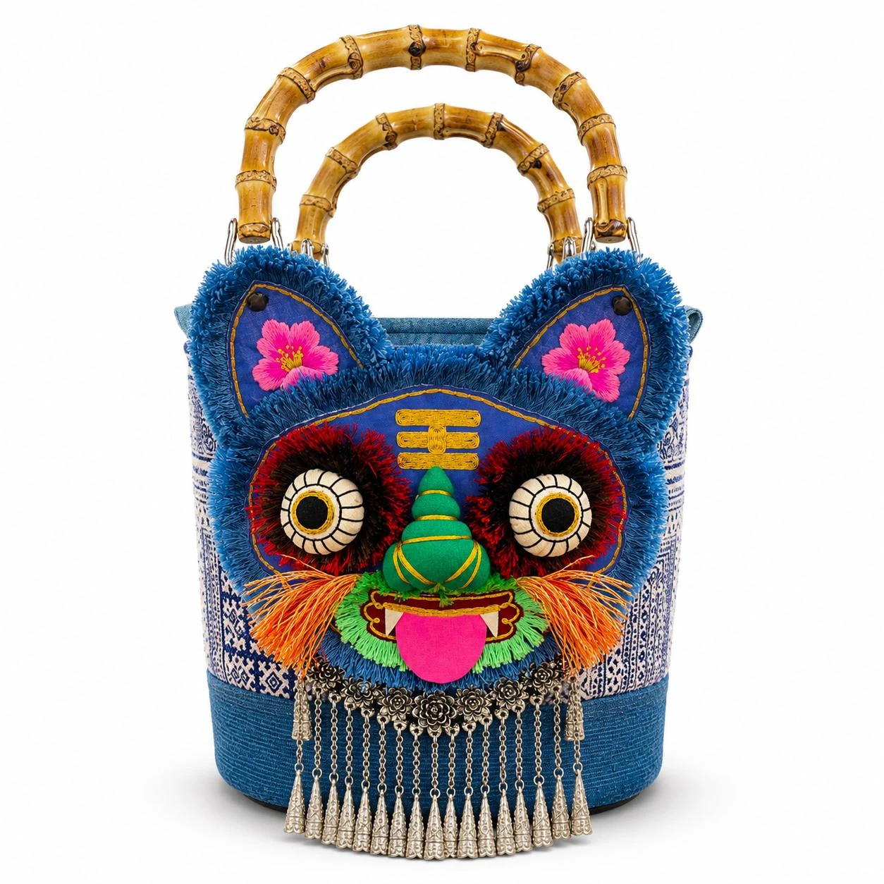 Handmade Miao Tiger Head Bamboo Handle Bag – Hand-Batik & Embroidery, 2 One-of-a-Kind Styles — product image 1