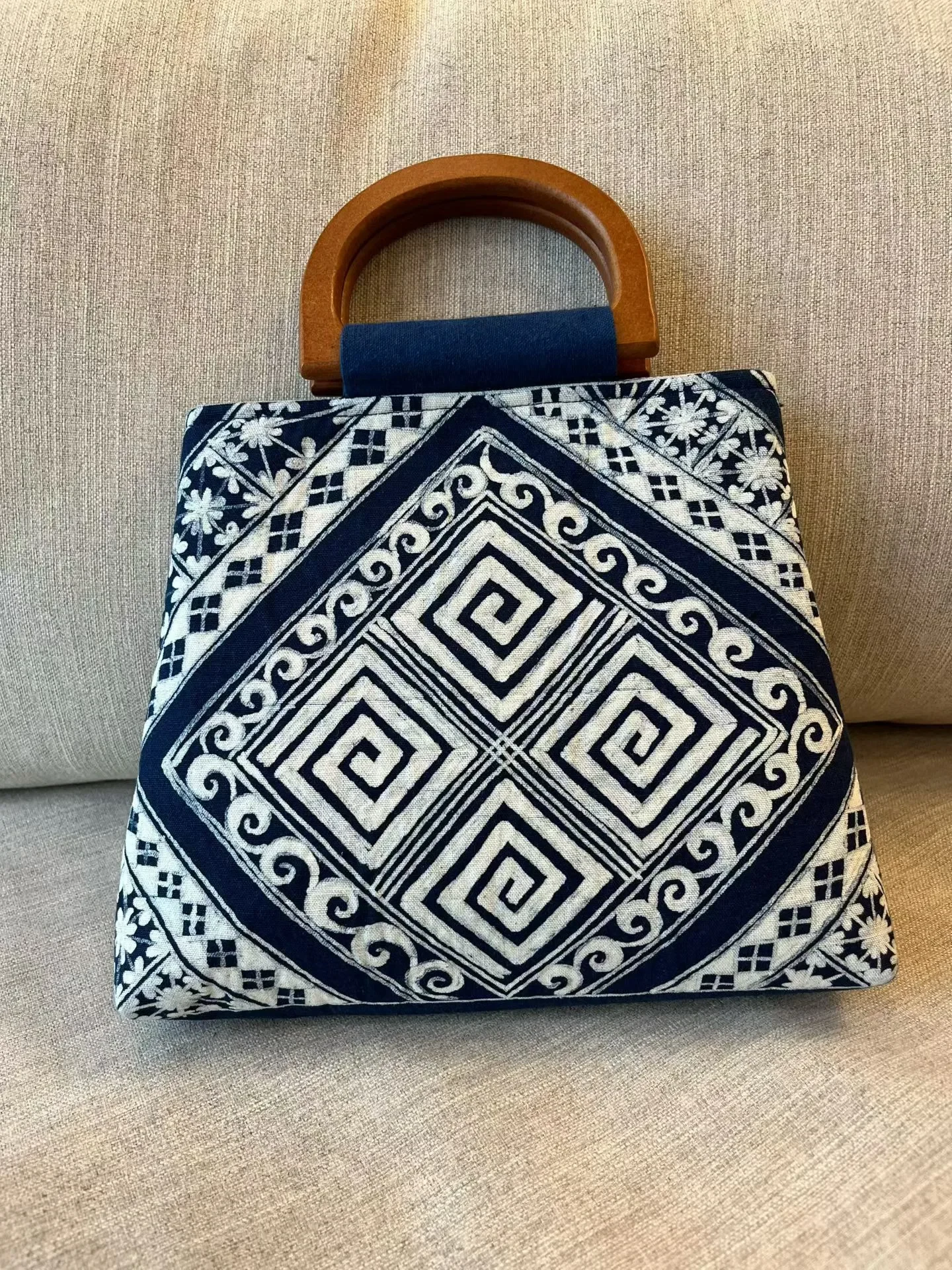 Real indigo batik spiral pattern