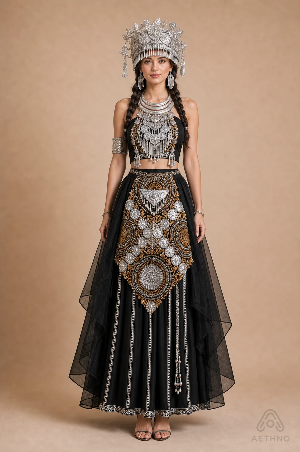 AETHNO Miao-Inspired Embroidered Women's Outfit - Look 15