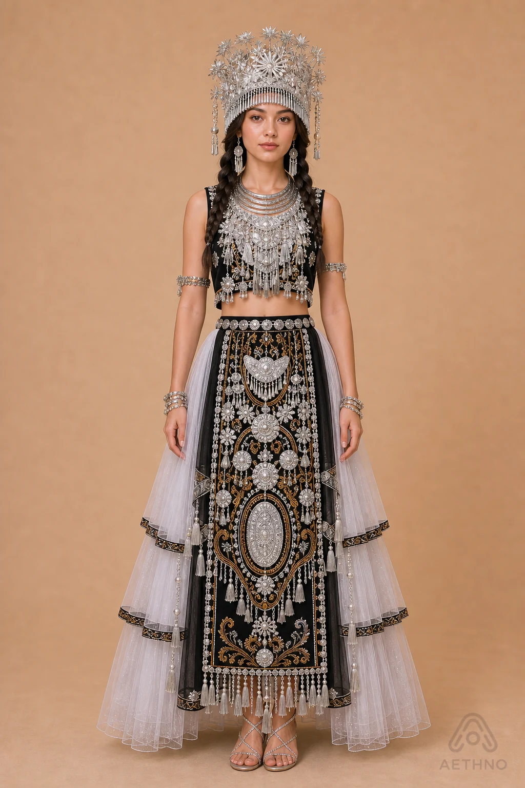 AETHNO Miao-Inspired Embroidered Women's Outfit - Look 16