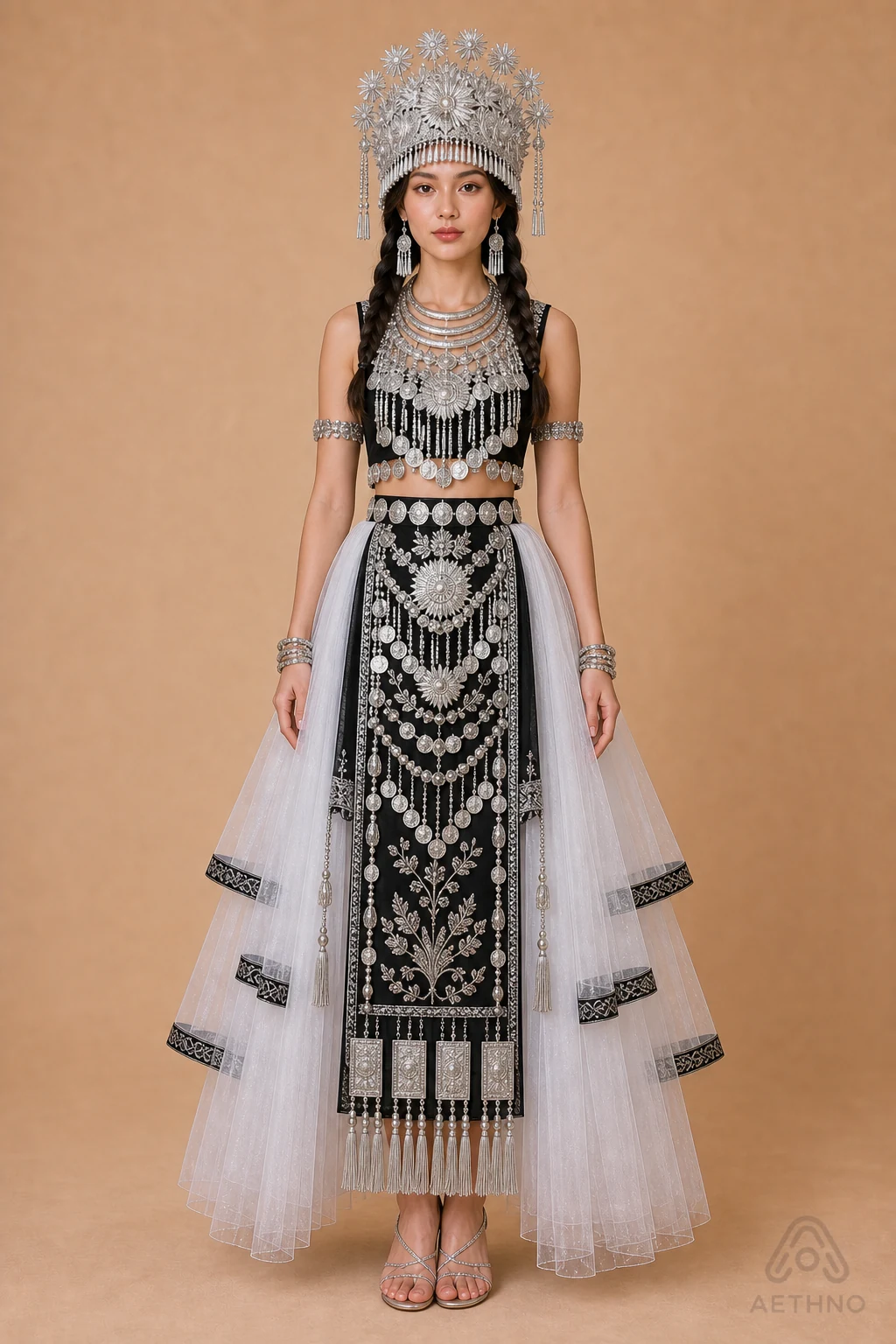 AETHNO Miao-Inspired Embroidered Women's Outfit - Look 17