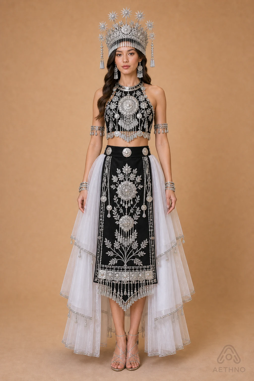 AETHNO Miao-Inspired Embroidered Women's Outfit - Look 19