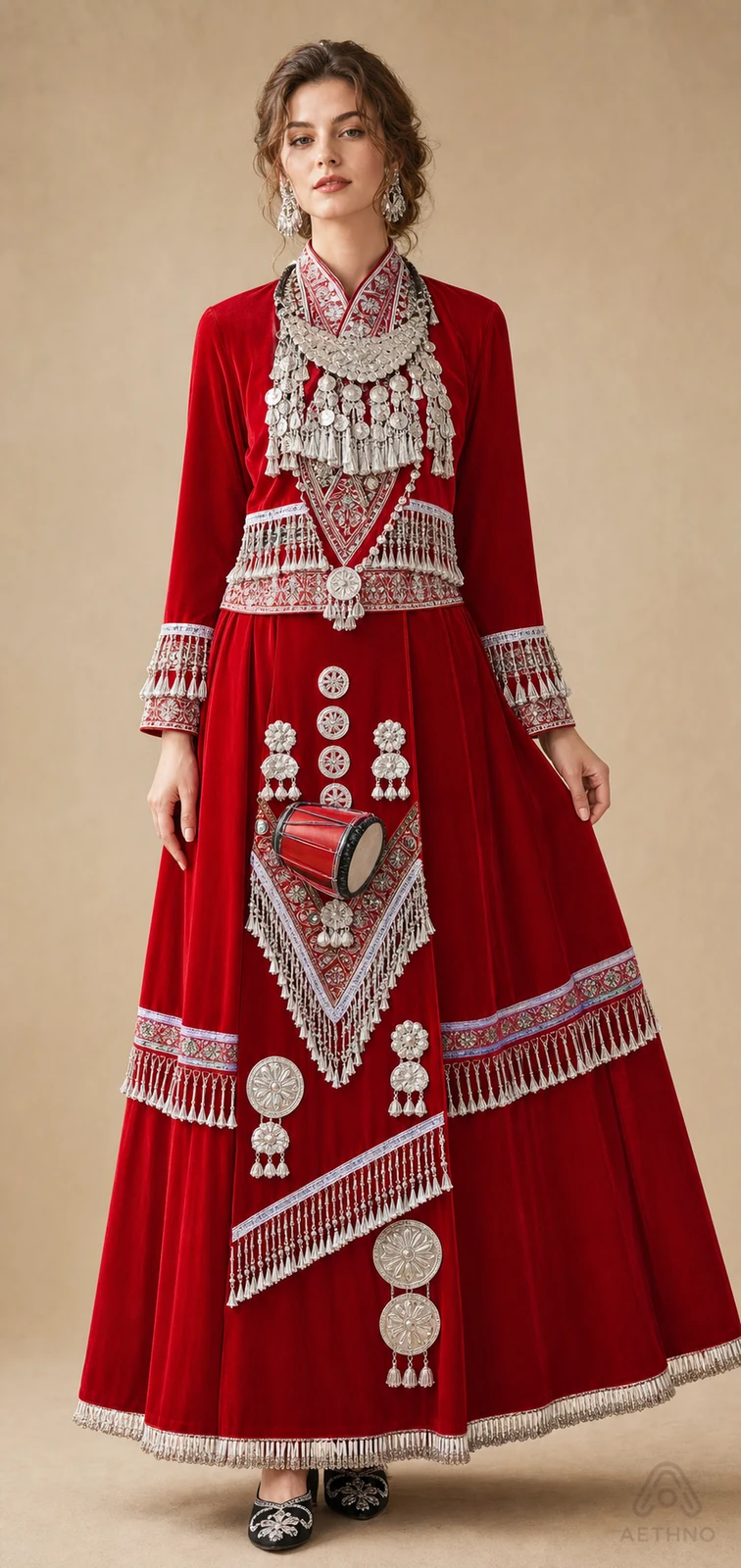 AETHNO Miao-Inspired Embroidered Women's Outfit - Look 22