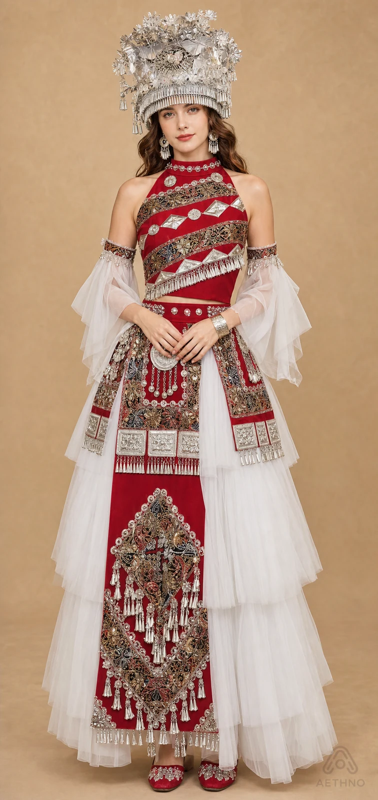 AETHNO Miao-Inspired Embroidered Women's Outfit - Look 24