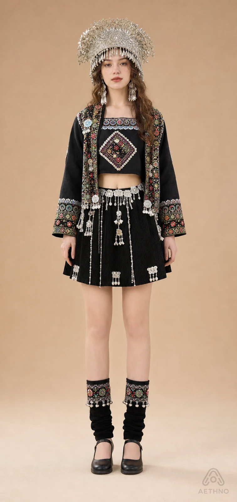 AETHNO Miao-Inspired Embroidered Women's Outfit - Look 27