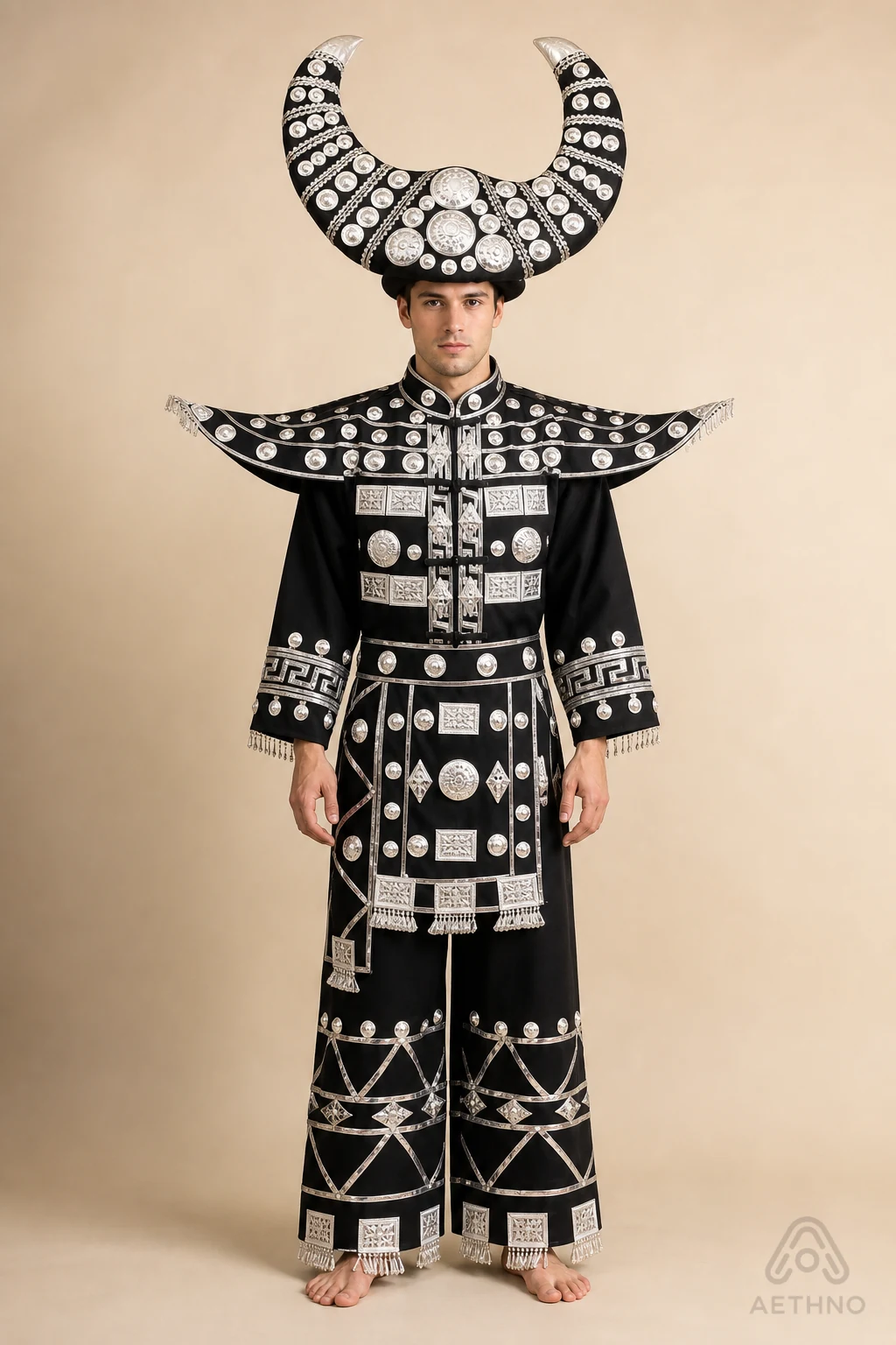 AETHNO Miao-Inspired Embroidered Men's Outfit - Look 28