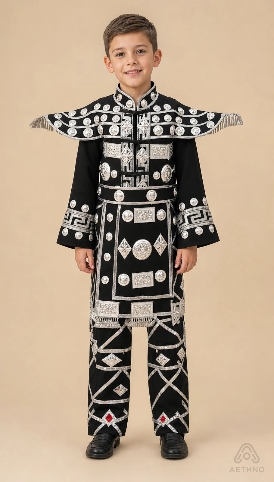AETHNO Miao-Inspired Embroidered Girls' Outfit - Look 28 Kids Style 01