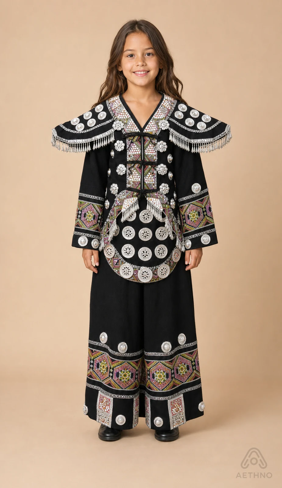 AETHNO Miao-Inspired Embroidered Girls' Outfit - Look 28 Kids Style 02