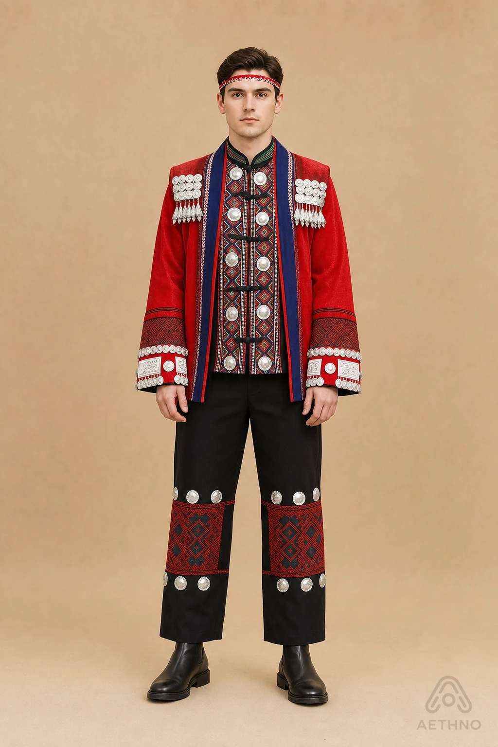 AETHNO Miao-Inspired Embroidered Men's Outfit - Look 29