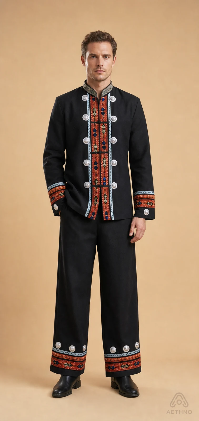 AETHNO Miao-Inspired Embroidered Men's Outfit - Look 34