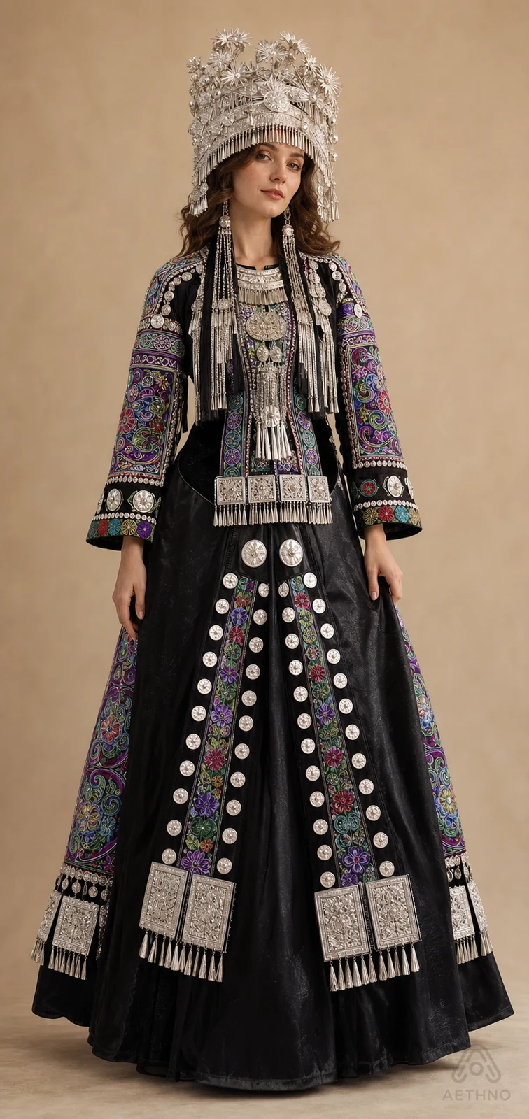 AETHNO Miao-Inspired Embroidered Women's Outfit - Look 38