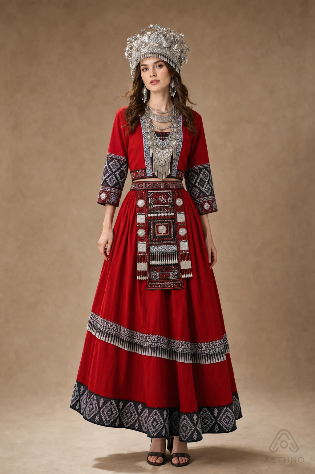 AETHNO Miao-Inspired Embroidered Women's Outfit - Look 39