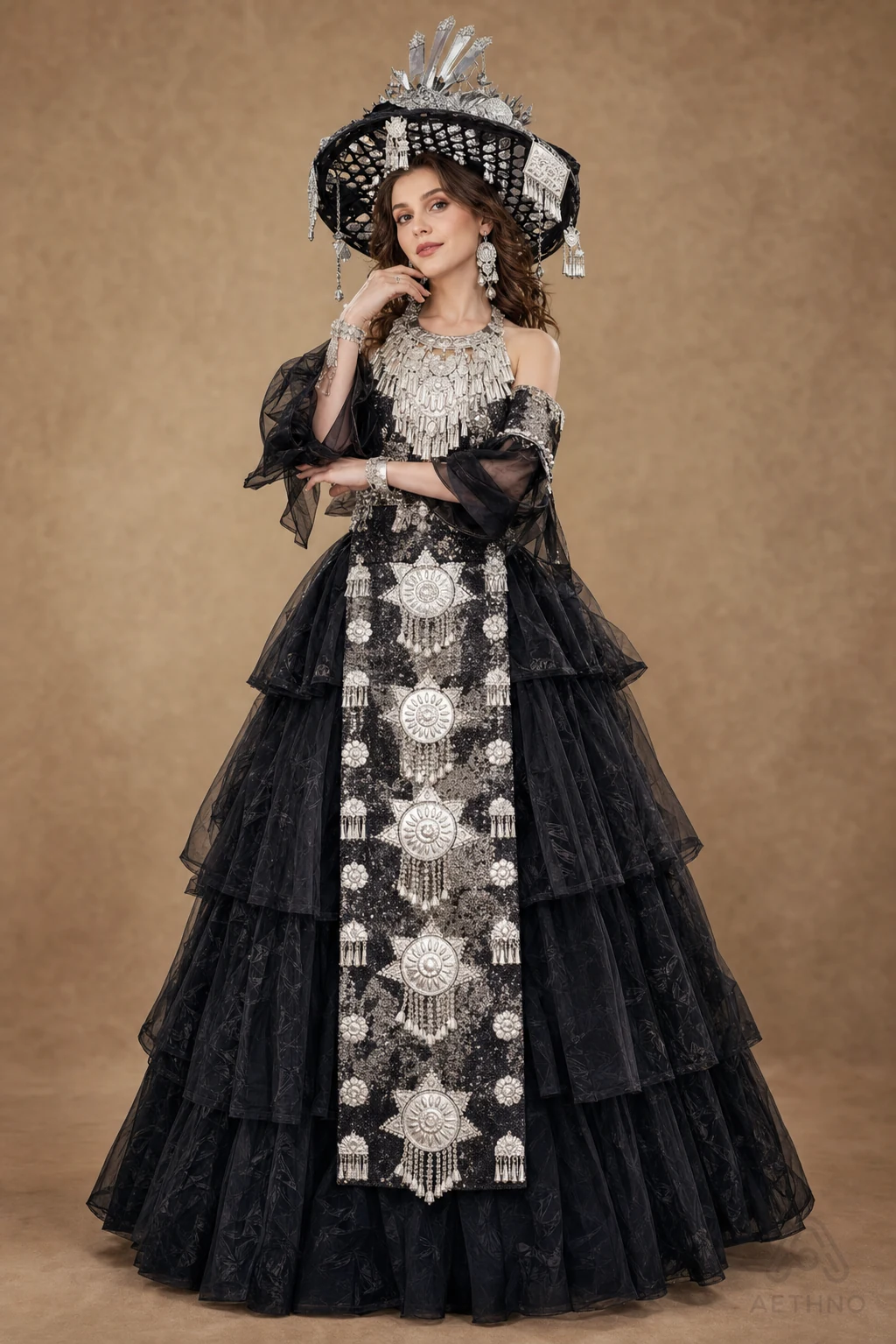 AETHNO Miao-Inspired Embroidered Women's Outfit - Look 48