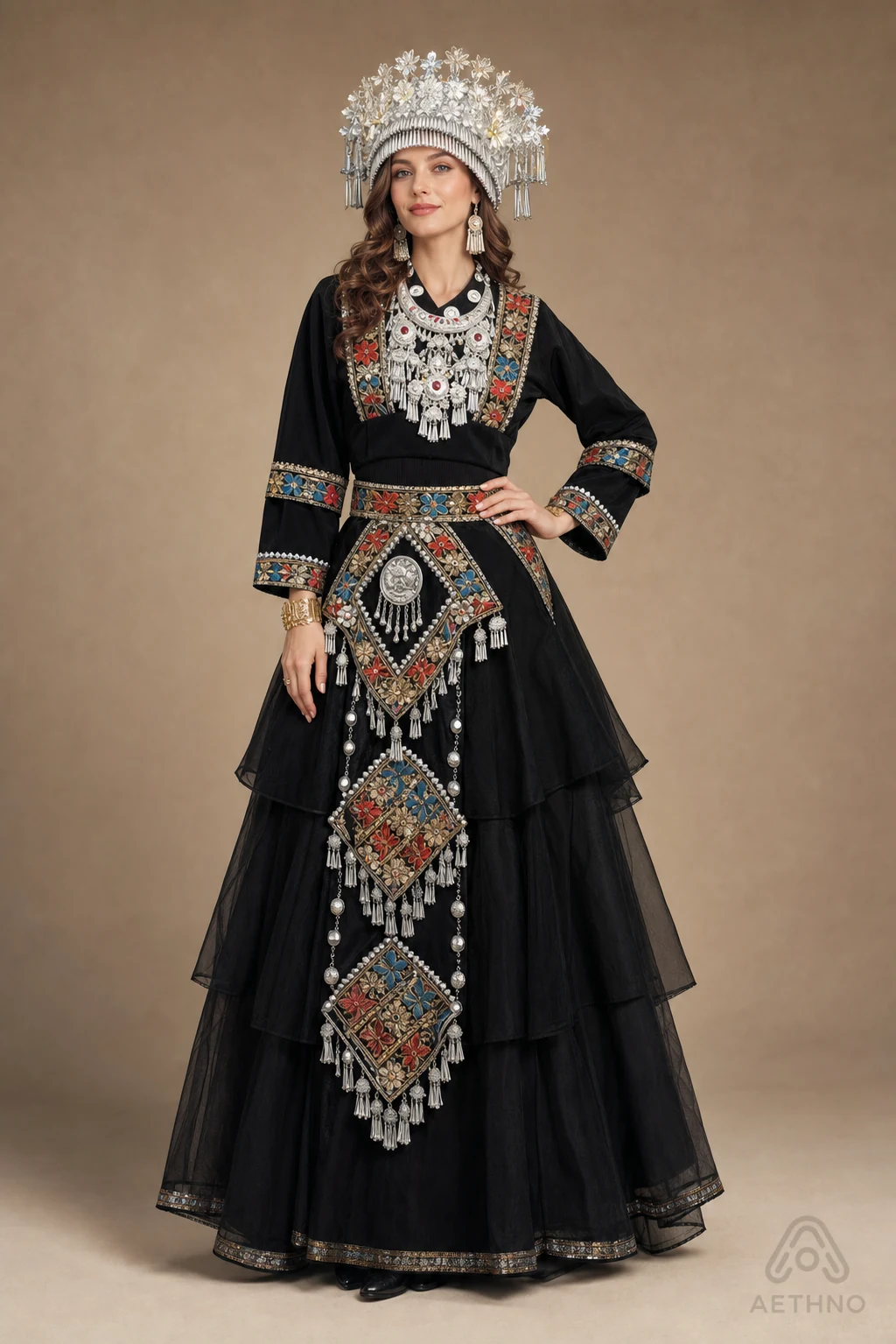 AETHNO Miao-Inspired Embroidered Women's Outfit - Look 60