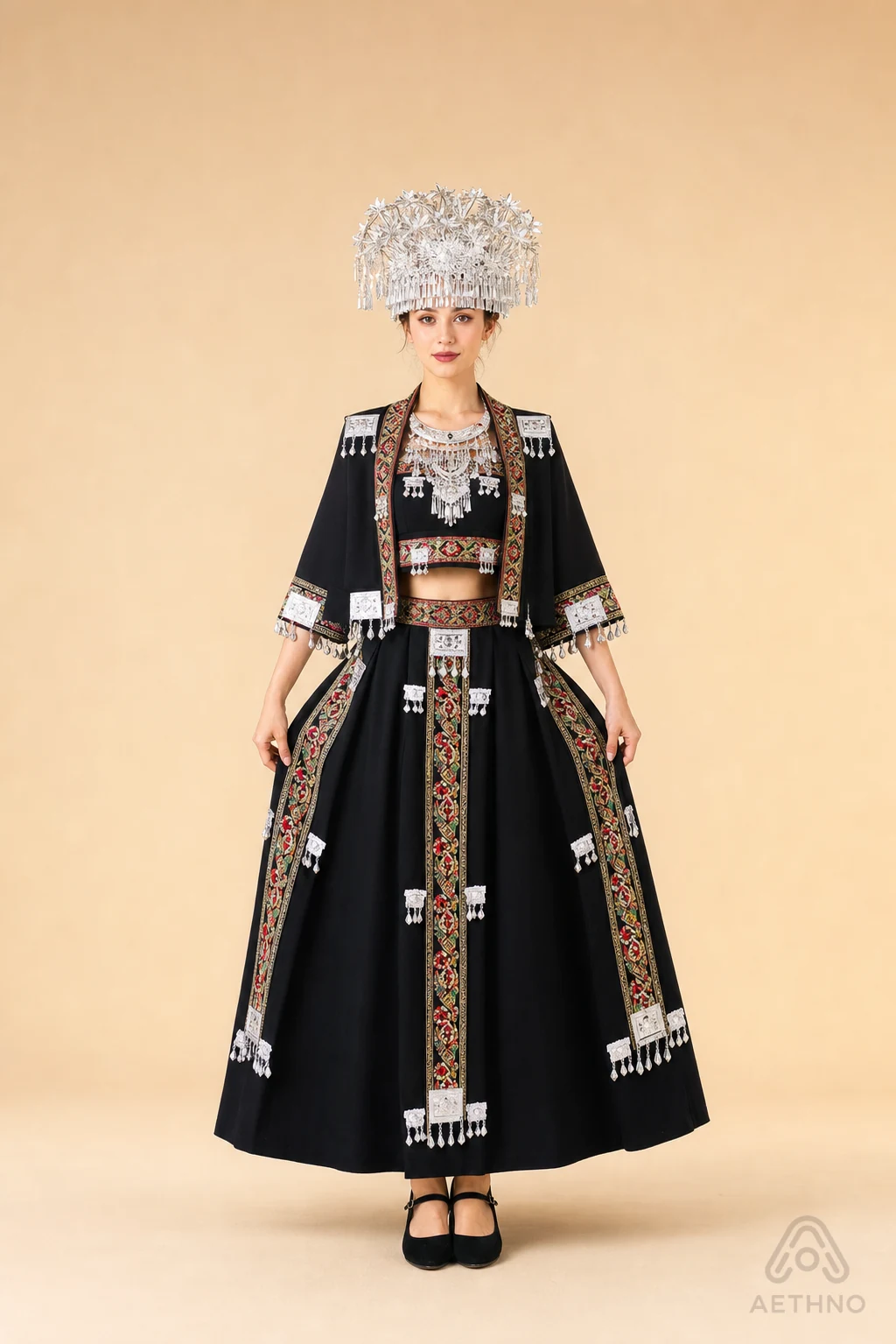 AETHNO Miao-Inspired Embroidered Women's Outfit - Look 64