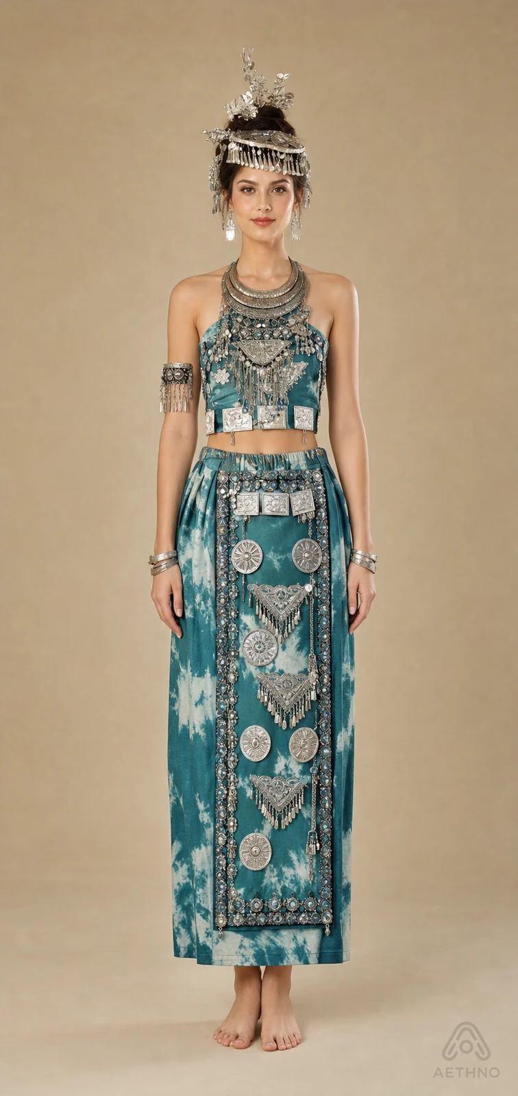 AETHNO Miao-Inspired Embroidered Women's Outfit - Look 65