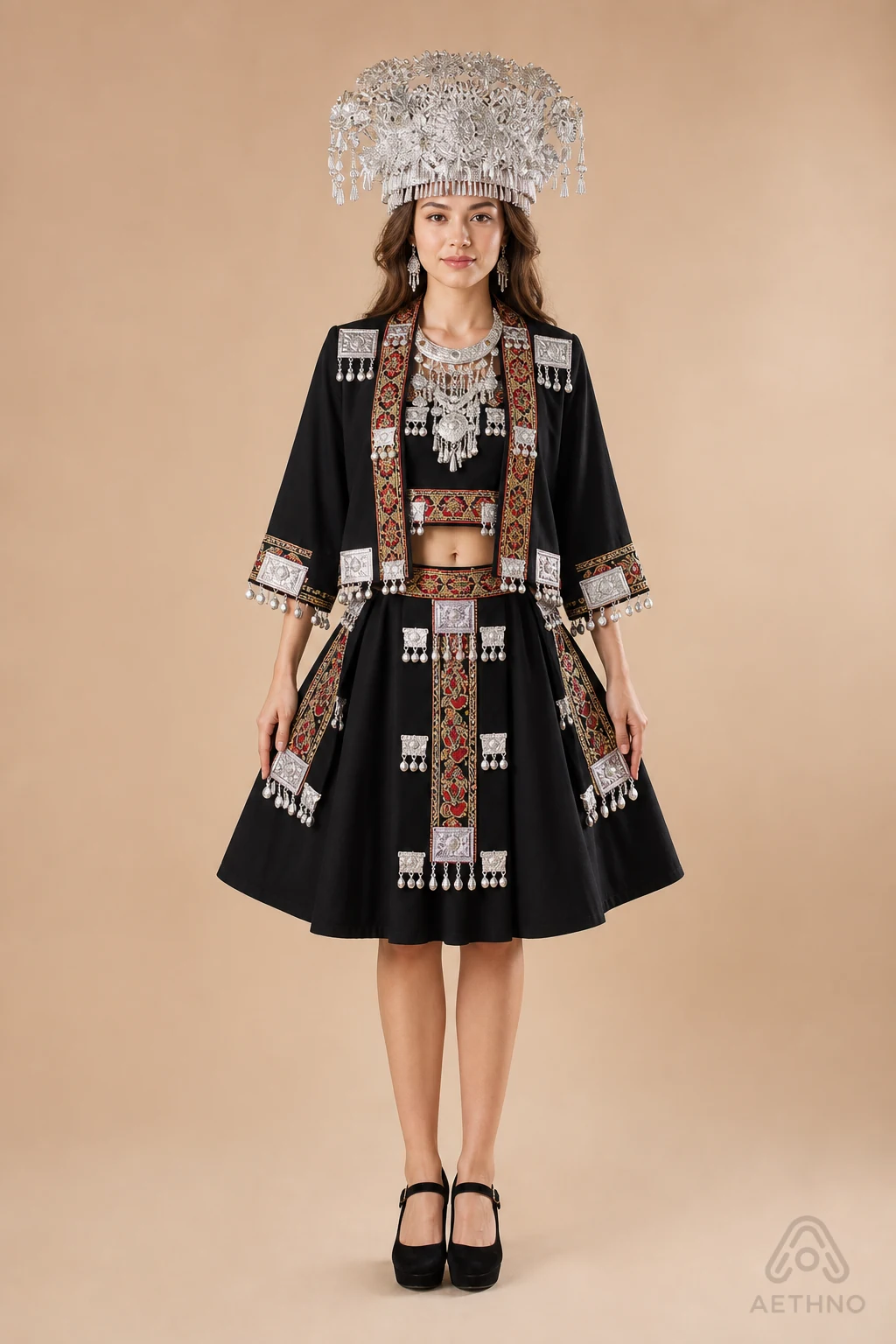 AETHNO Miao-Inspired Embroidered Women's Outfit - Look 66