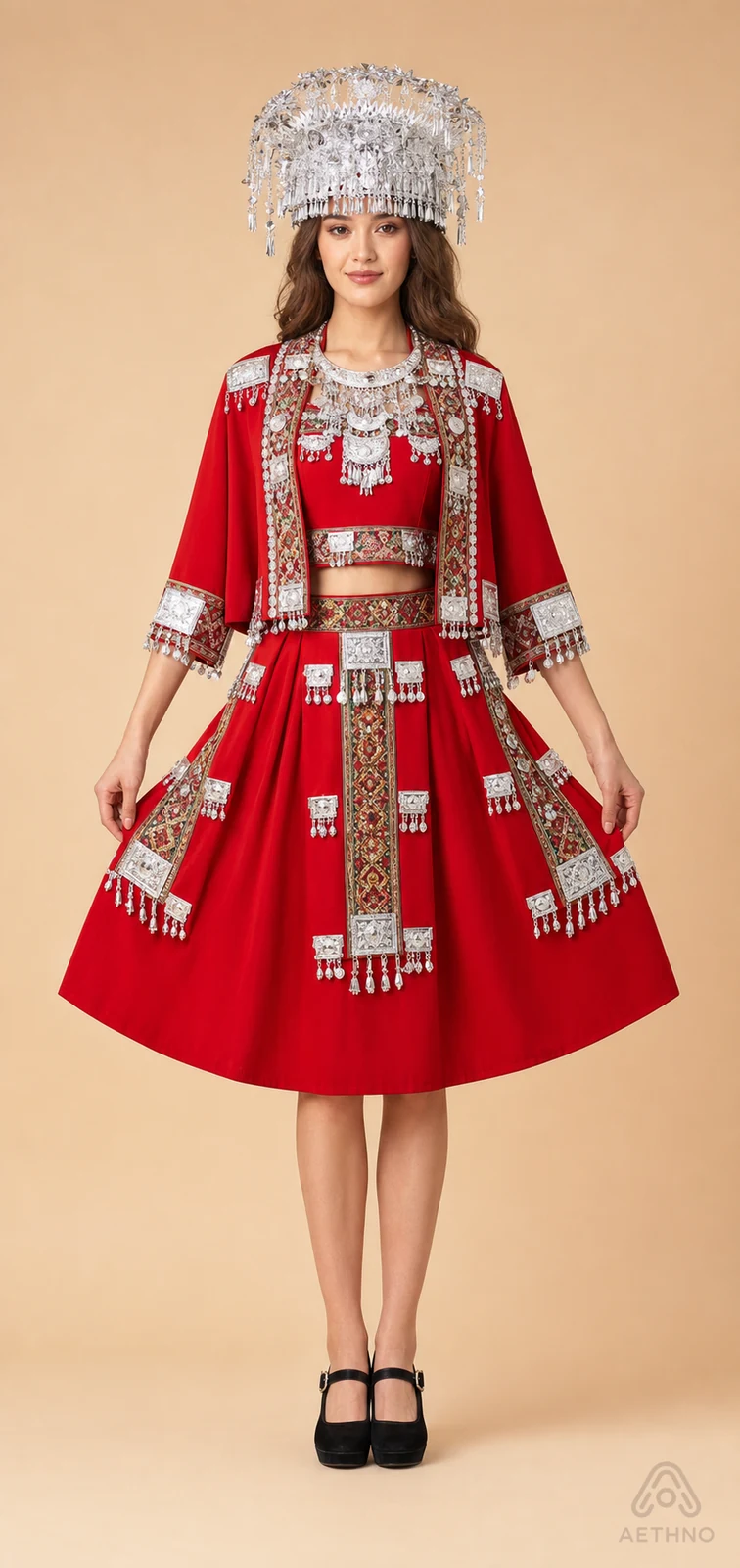AETHNO Miao-Inspired Embroidered Women's Outfit - Look 67