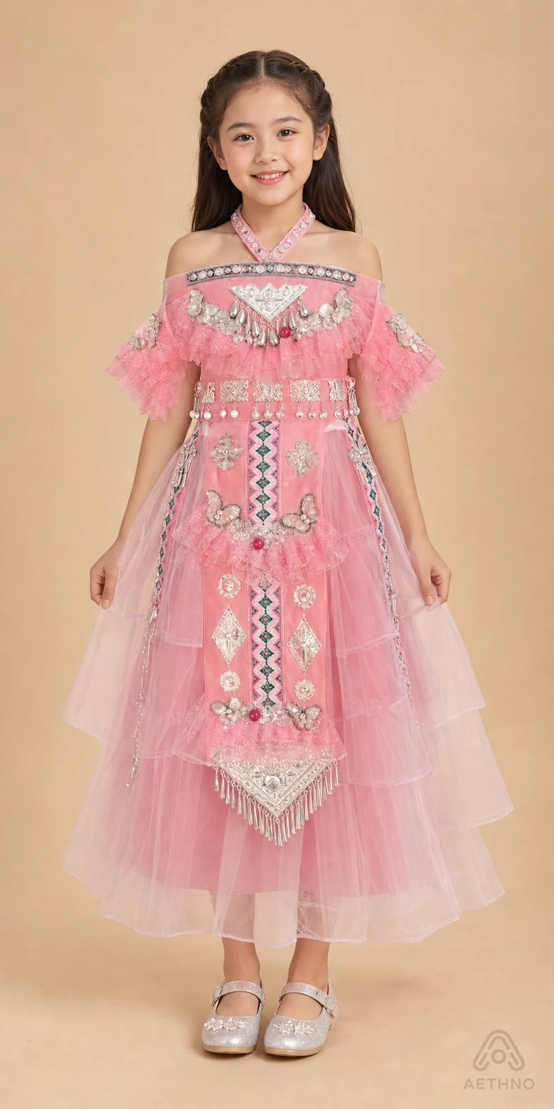 AETHNO Miao-Inspired Embroidered Girls' Outfit - Look 71 Kids Style 01
