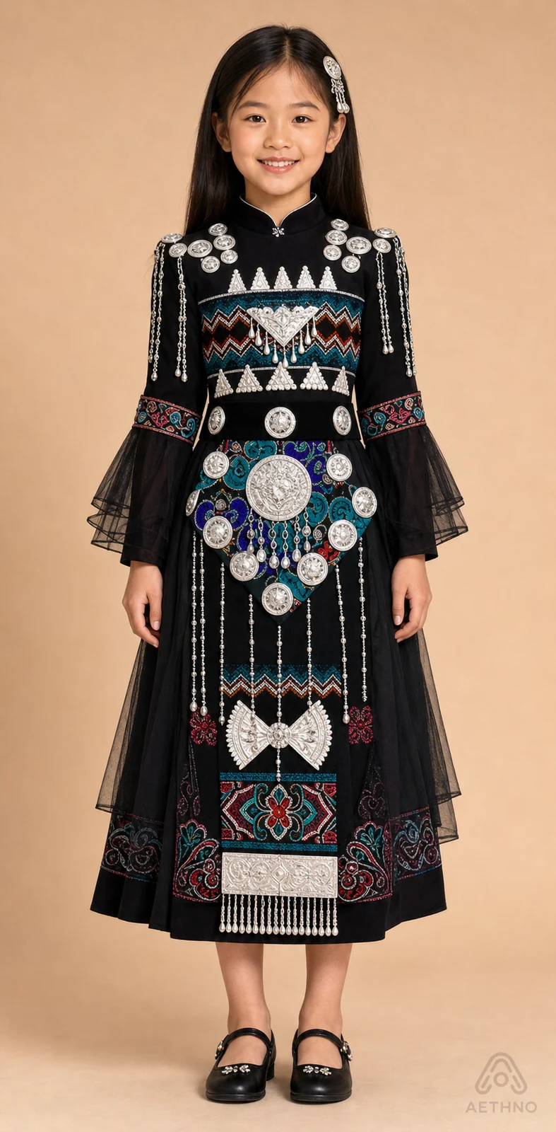 AETHNO Miao-Inspired Embroidered Girls' Outfit - Look 71 Kids Style 03