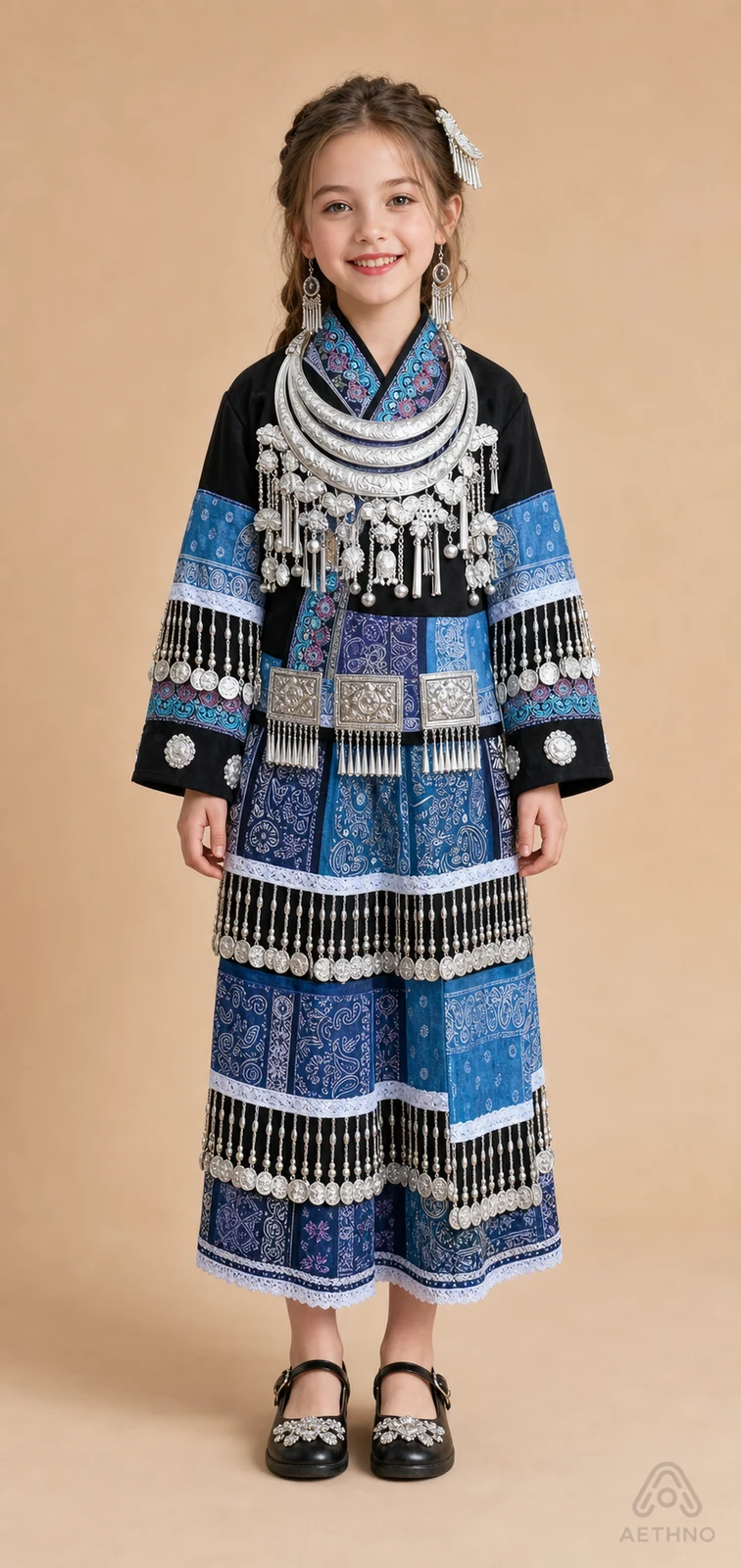 AETHNO Miao-Inspired Embroidered Girls' Outfit - Look 72