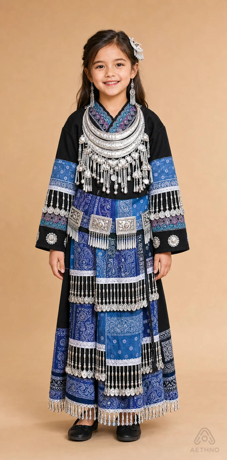 AETHNO Miao-Inspired Embroidered Girls' Outfit - Look 72 Kids Style 01