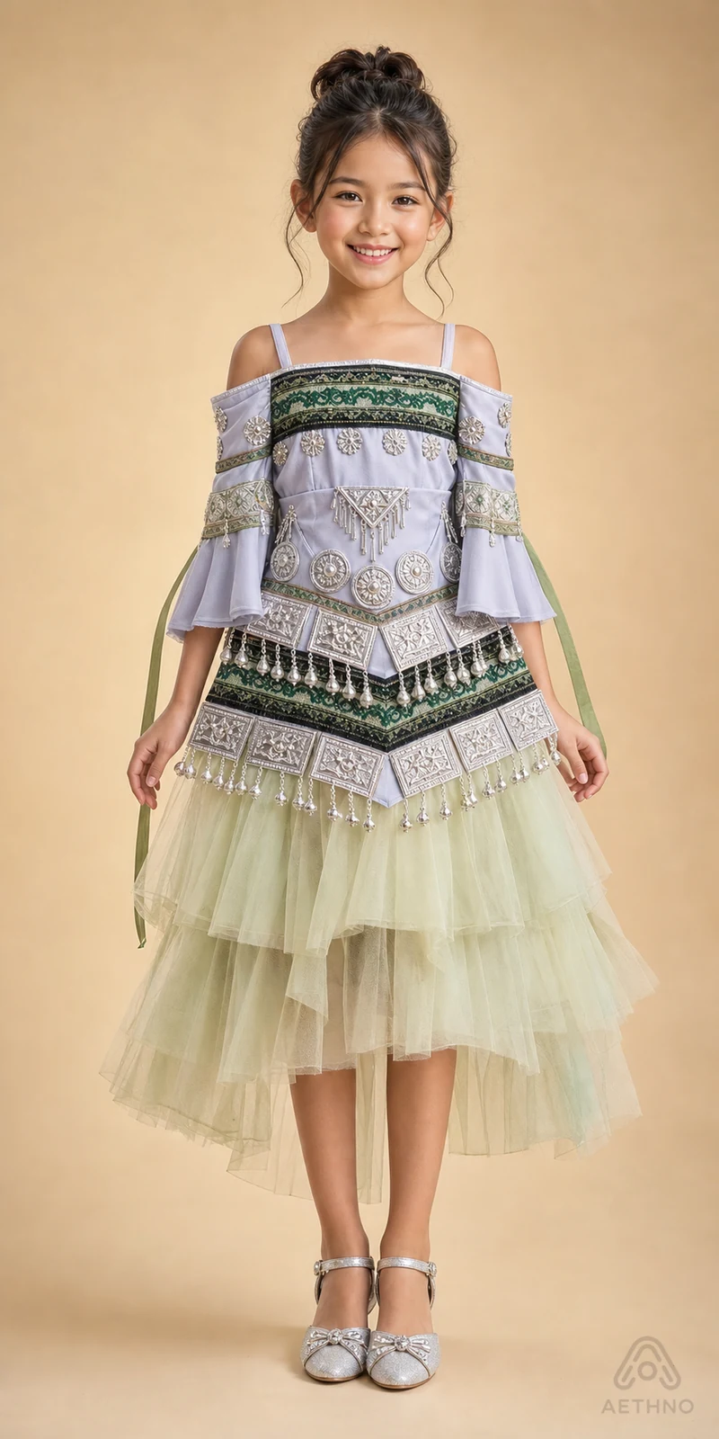 AETHNO Miao-Inspired Embroidered Girls' Outfit - Look 74 Kids Style 01