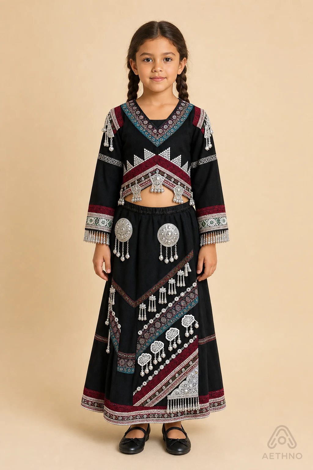 AETHNO Miao-Inspired Embroidered Girls' Outfit - Look 77 Kids Style 03