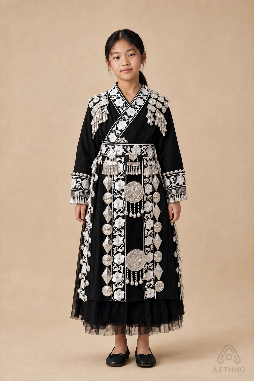 AETHNO Miao-Inspired Embroidered Girls' Outfit - Look 78 Kids Style 01