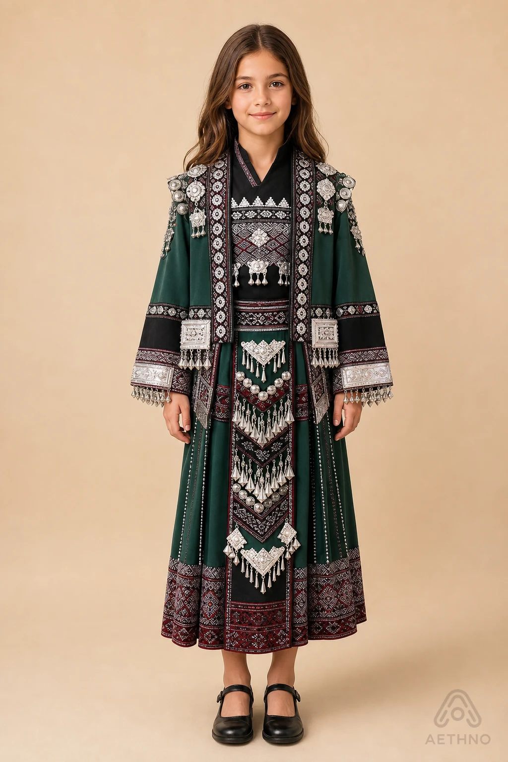 AETHNO Miao-Inspired Embroidered Girls' Outfit - Look 82