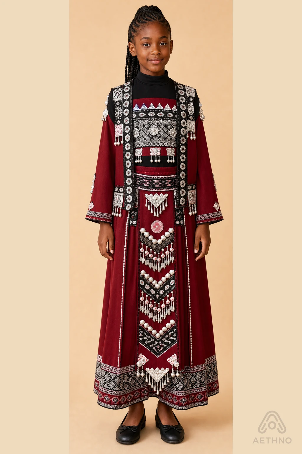 AETHNO Miao-Inspired Embroidered Girls' Outfit - Look 82 Kids Style 01