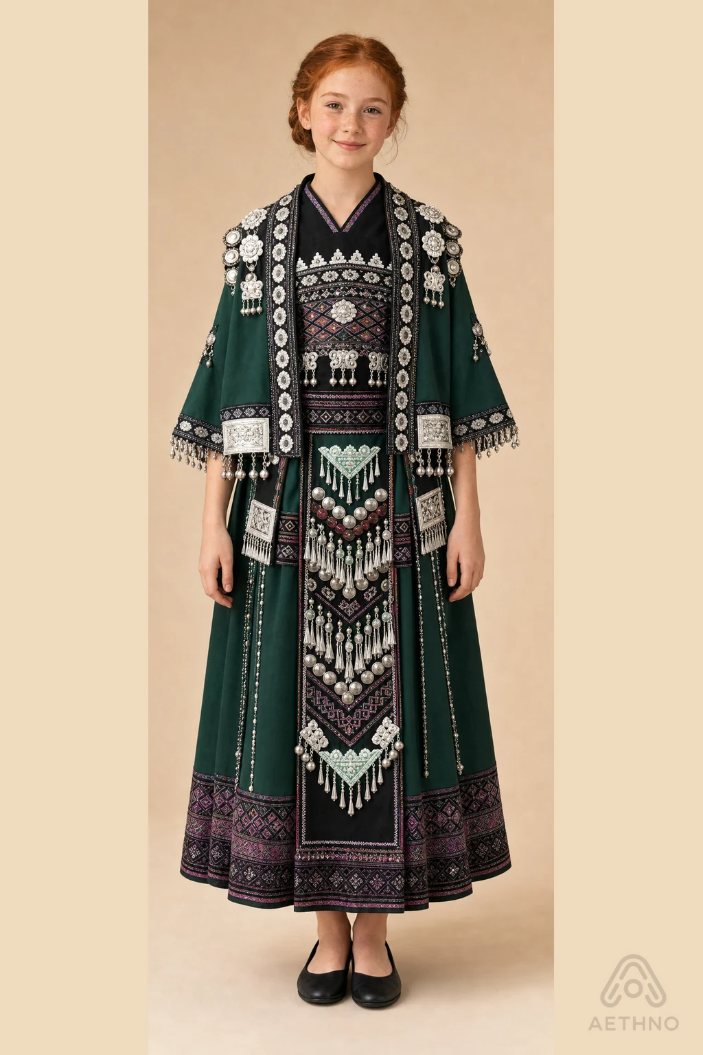 AETHNO Miao-Inspired Embroidered Girls' Outfit - Look 82 Kids Style 02