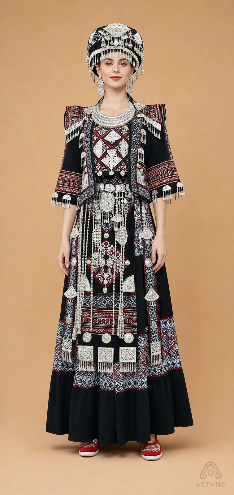 AETHNO Miao-Inspired Embroidered Women's Outfit - Look 85