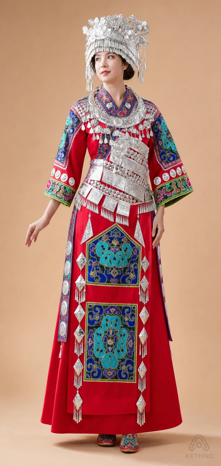 AETHNO Miao-Inspired Embroidered Women's Outfit - Look 90