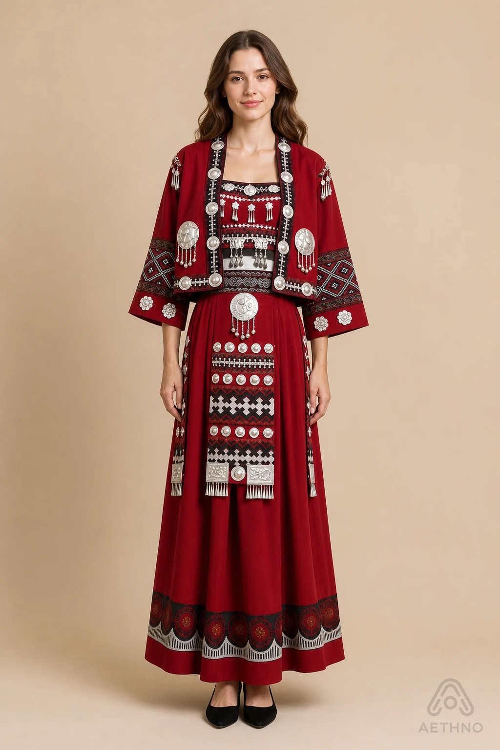 AETHNO Miao-Inspired Embroidered Women's Outfit - Look 91