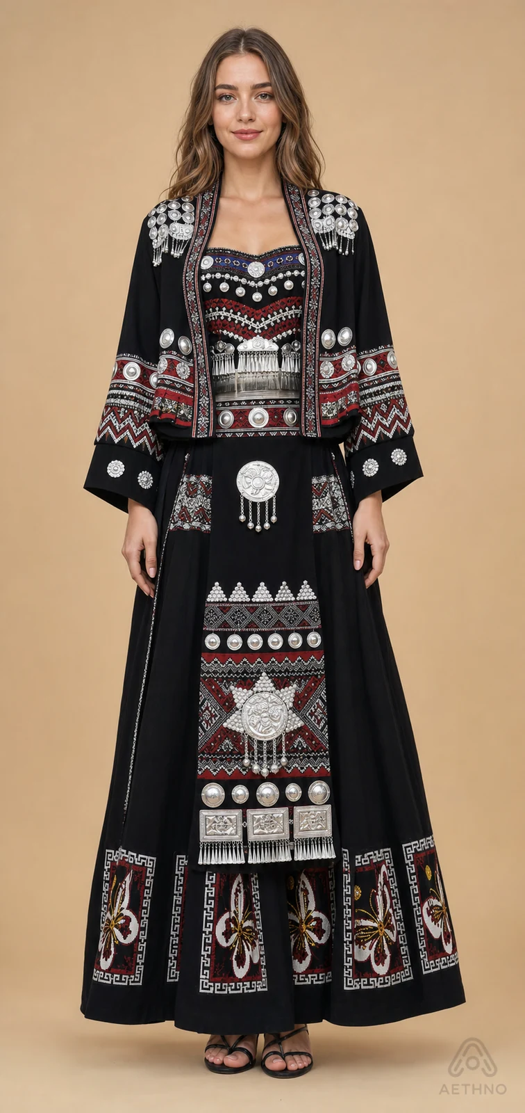 AETHNO Miao-Inspired Embroidered Women's Outfit - Look 92