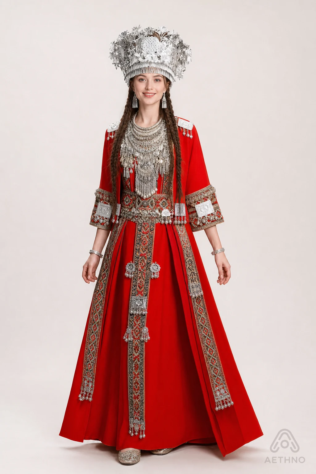 AETHNO Miao-Inspired Embroidered Women's Outfit - Look 100