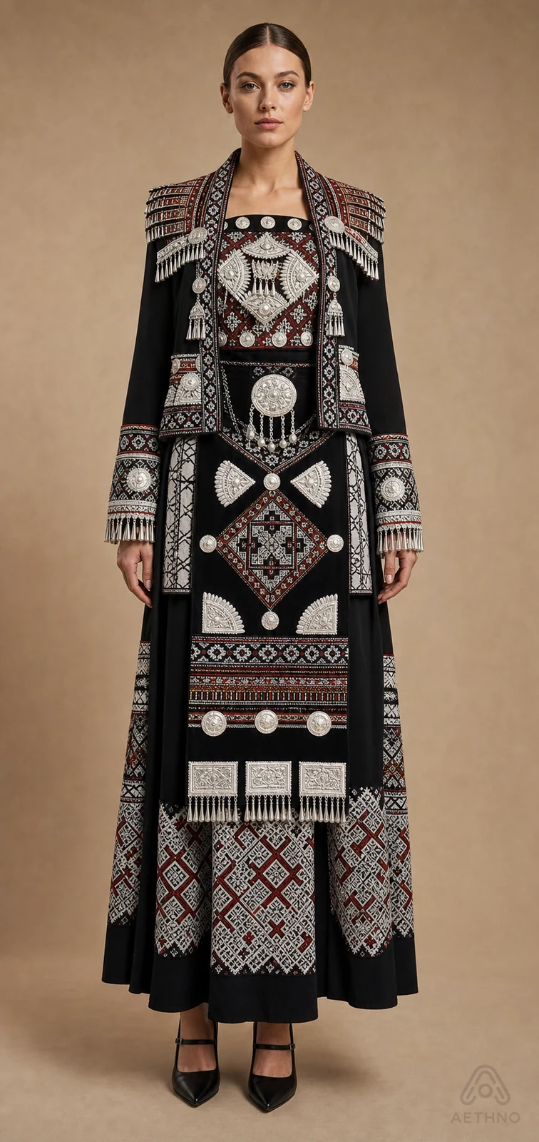 AETHNO Miao-Inspired Embroidered Women's Outfit - Look 106