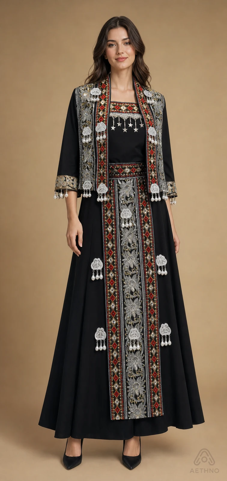 AETHNO Miao-Inspired Embroidered Women's Outfit - Look 111