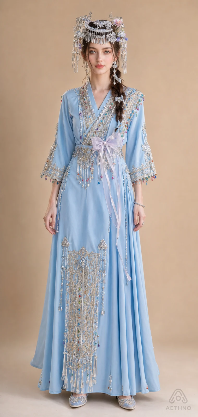 AETHNO Miao-Inspired Embroidered Women's Outfit - Look 113