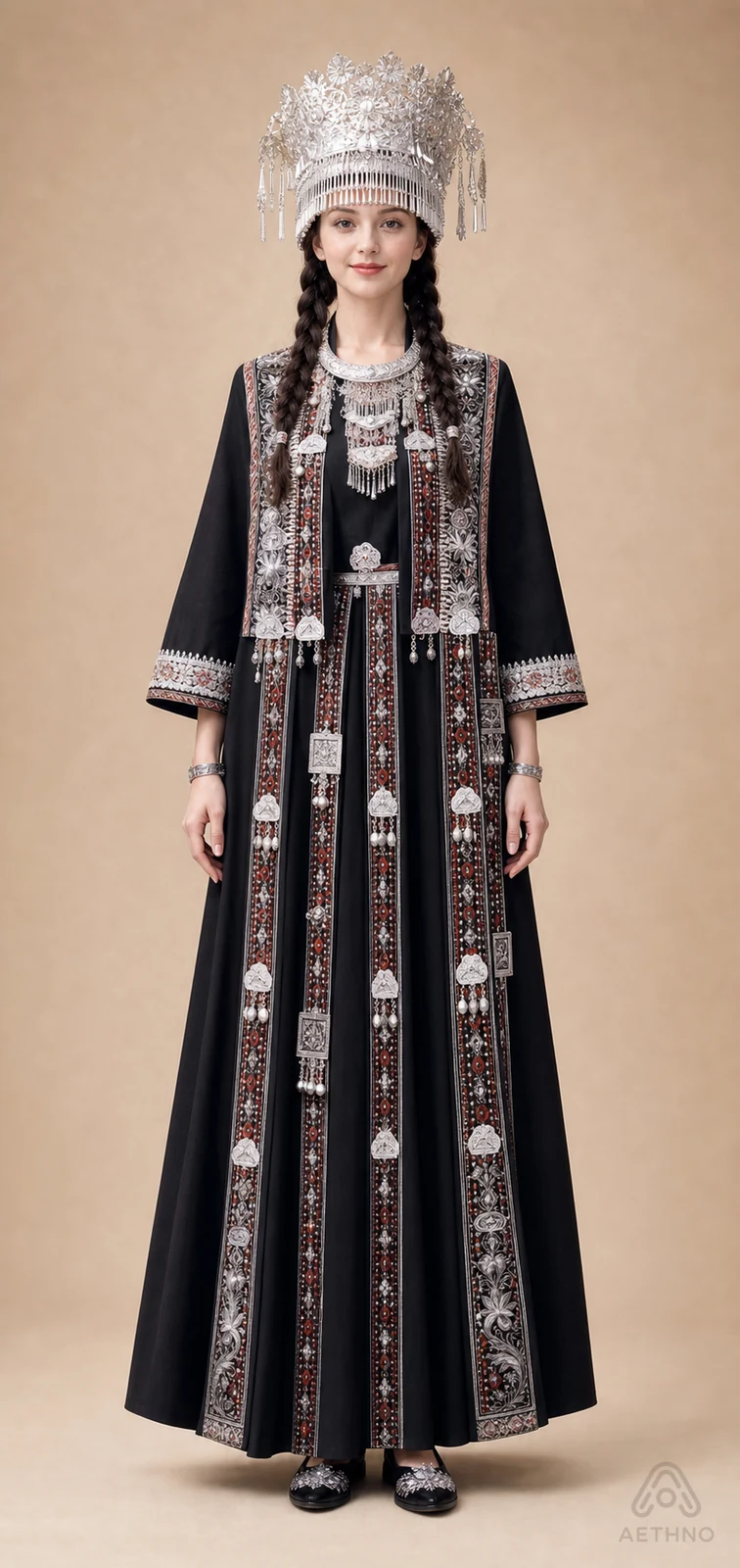 AETHNO Miao-Inspired Embroidered Women's Outfit - Look 115