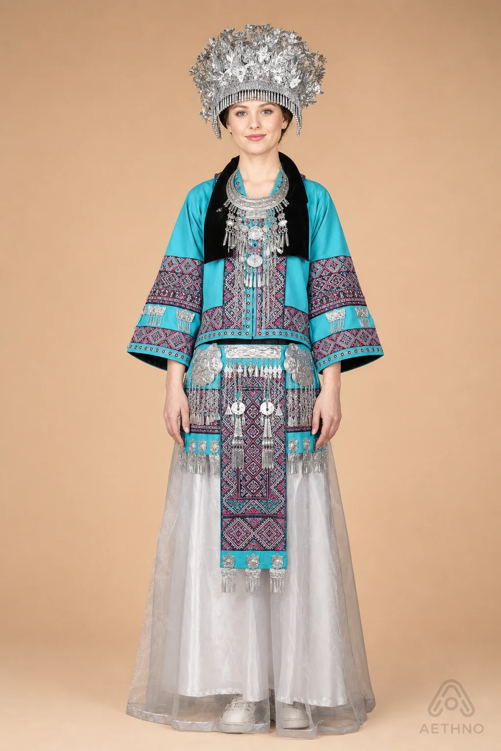 AETHNO Miao-Inspired Embroidered Women's Outfit - Look 121