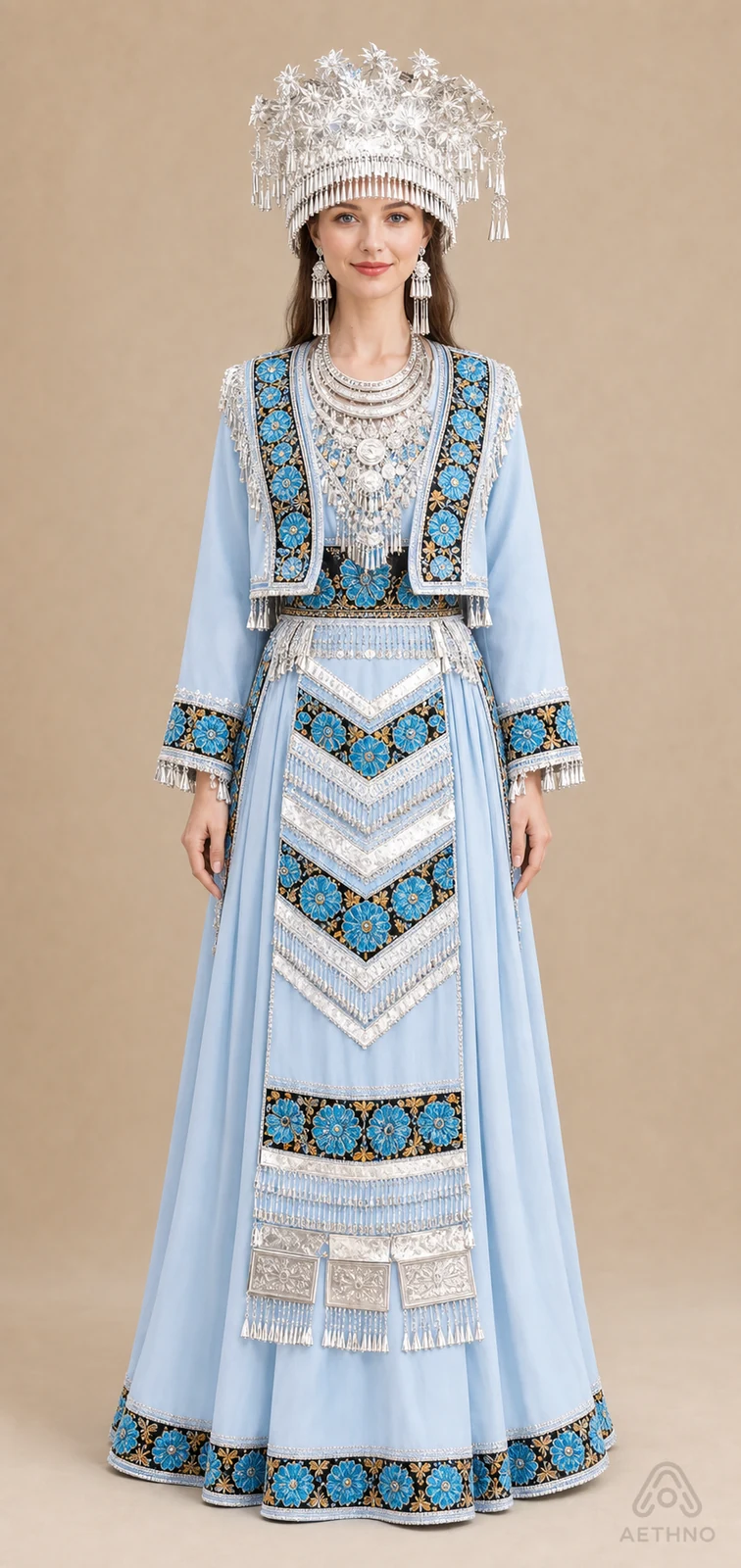 AETHNO Miao-Inspired Embroidered Women's Outfit - Look 124
