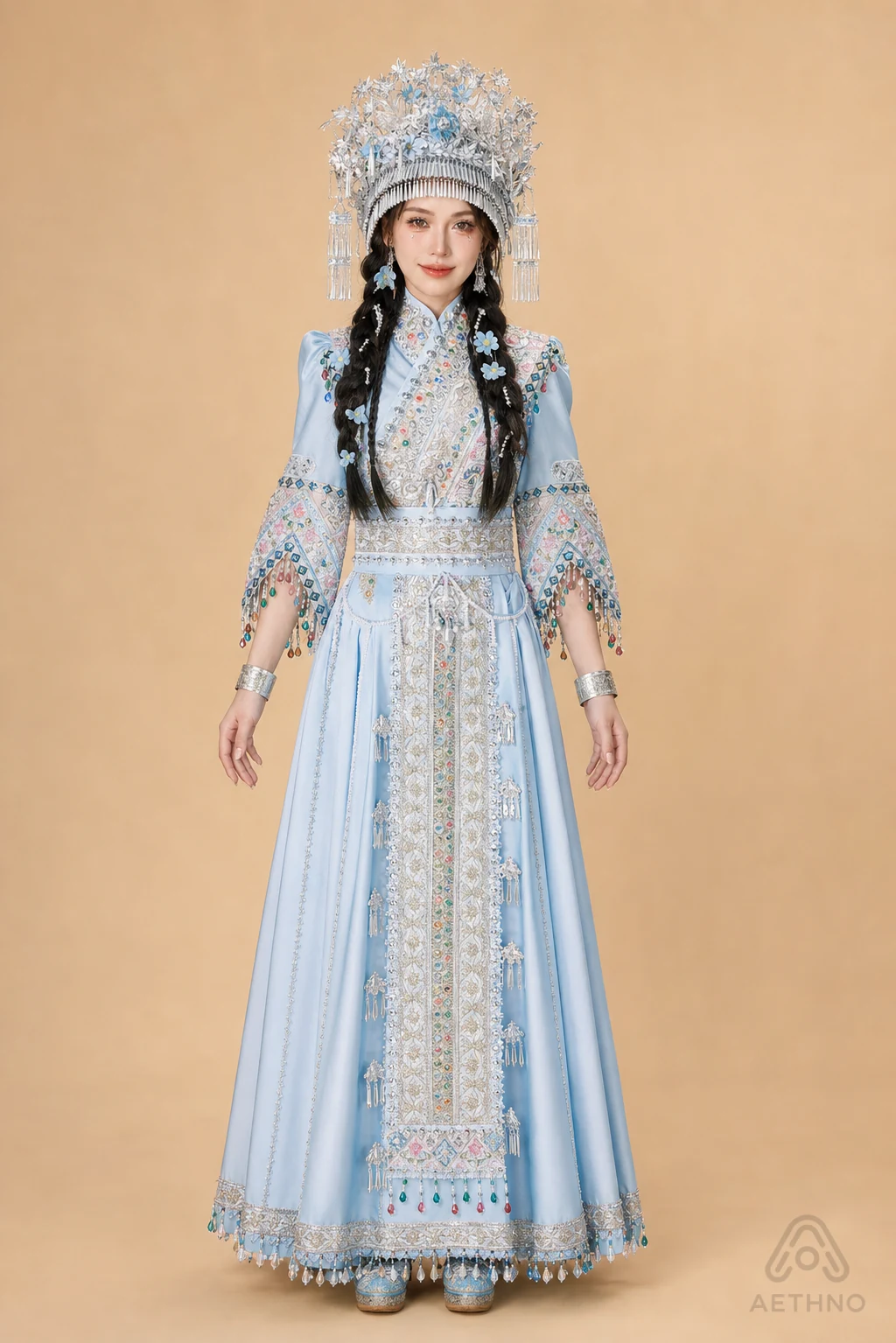 AETHNO Miao-Inspired Embroidered Women's Outfit - Look 126