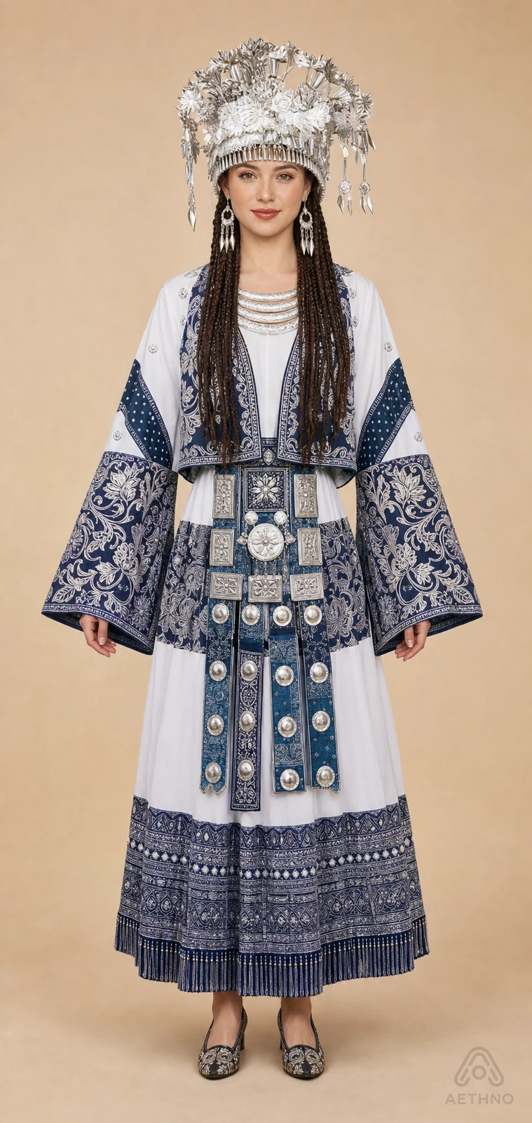 AETHNO Miao-Inspired Embroidered Women's Outfit - Look 127