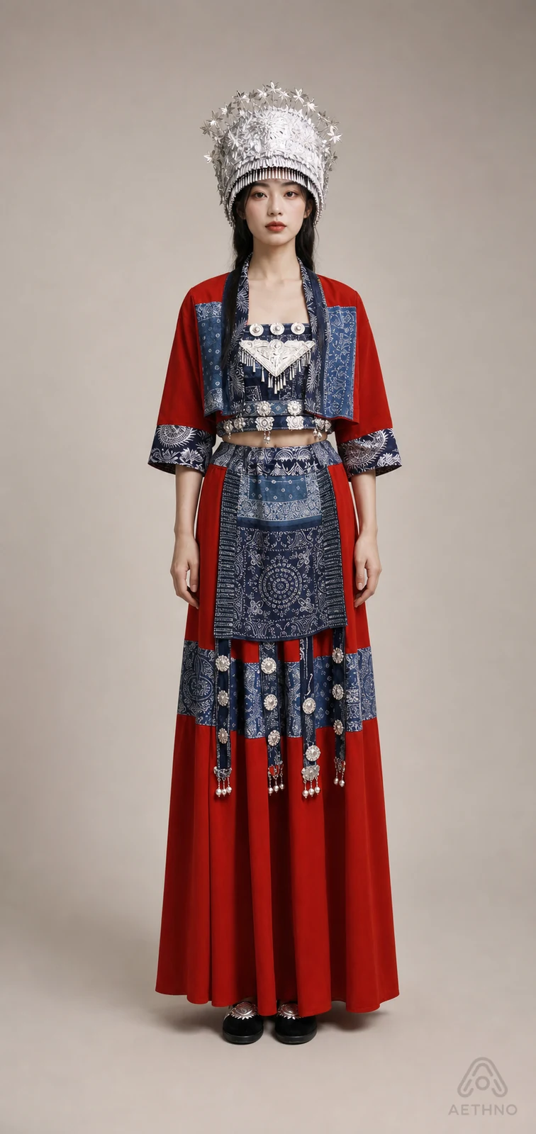 AETHNO Miao-Inspired Embroidered Women's Outfit - Look 130