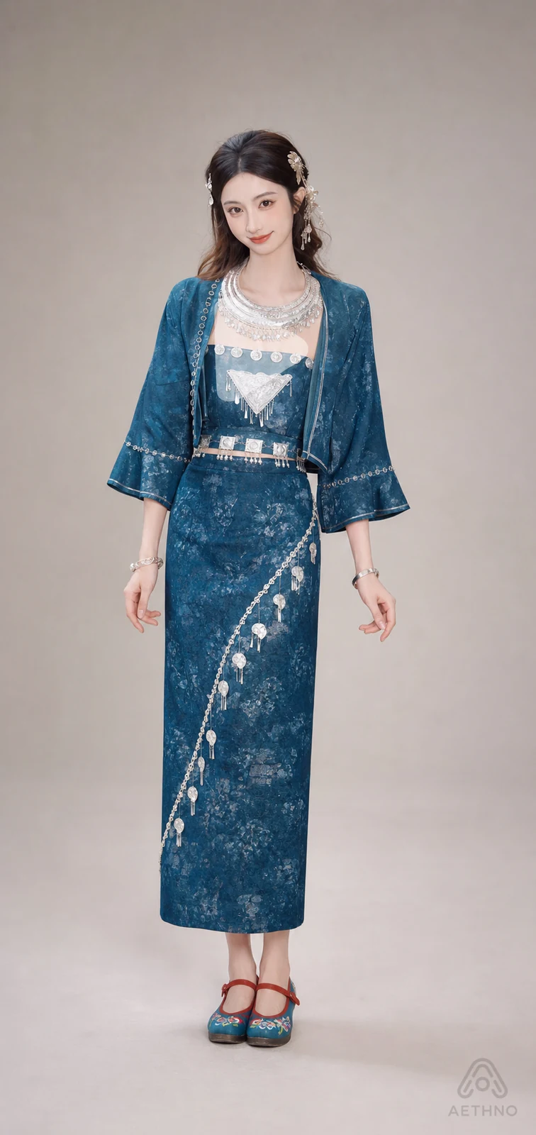AETHNO Miao-Inspired Embroidered Women's Outfit - Look 131