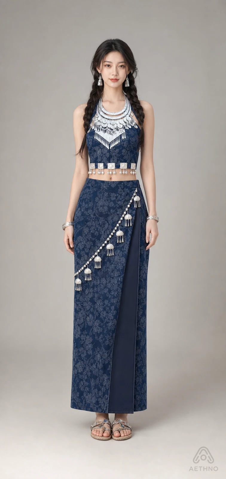AETHNO Miao-Inspired Embroidered Women's Outfit - Look 134